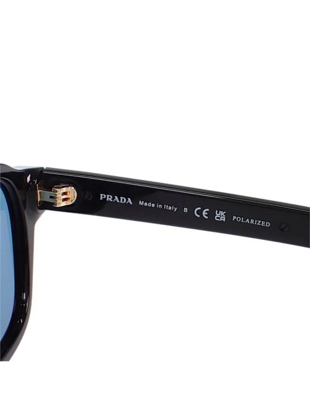 Prada Metal Plaque Sunglasses Eyewear Black Turquoise Blue Gold